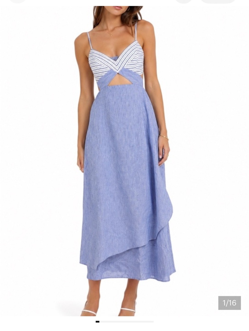 BCBGMaxAzria Blue and White Striped Cutout Sundress RUNWAY DOT